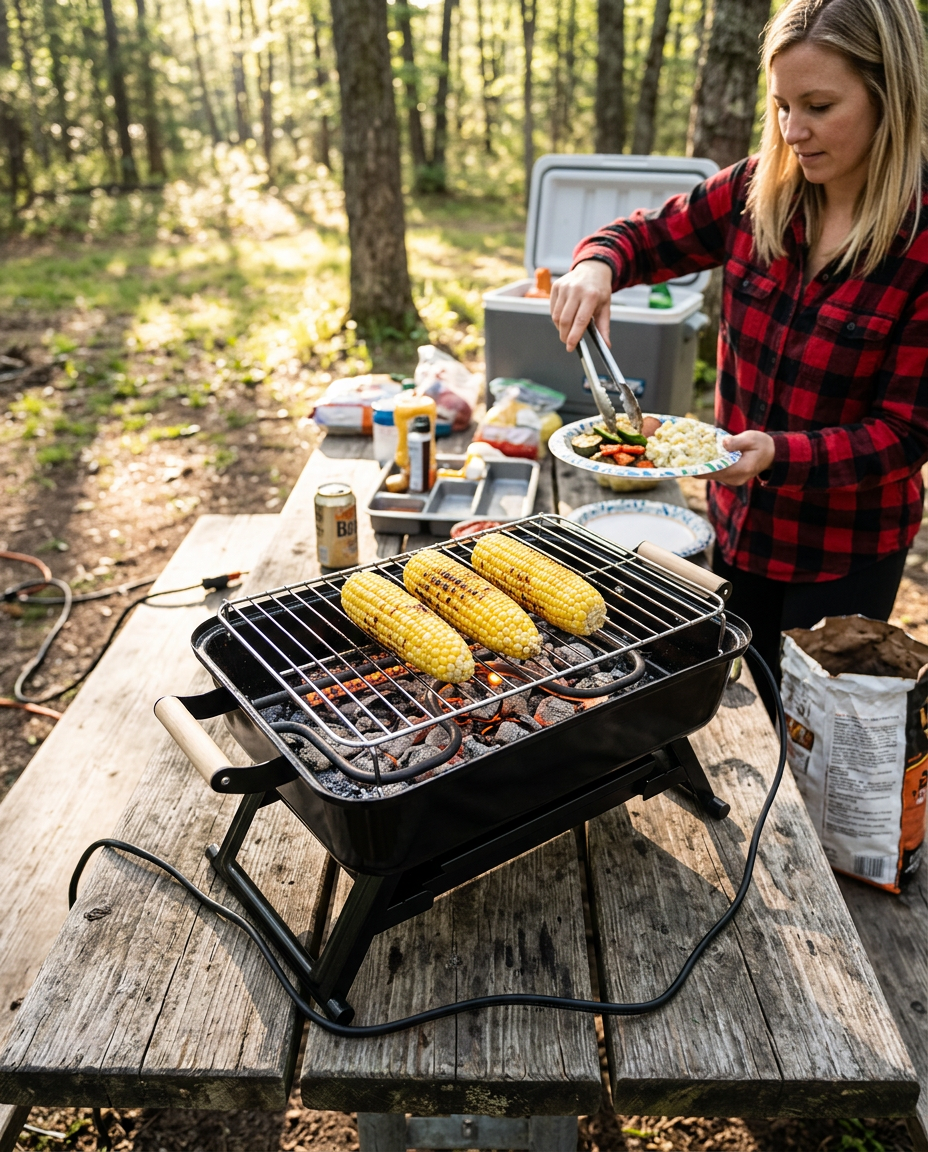 Sam D. using the Quick Start Grill